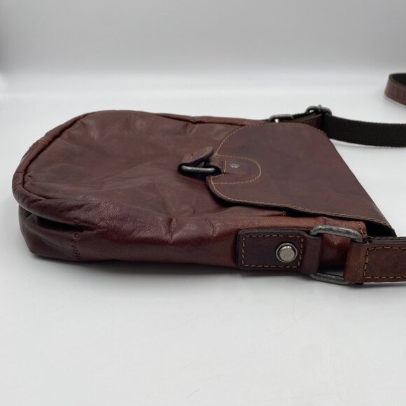 Jack Georges Dark Brown Leather Crossbody Bag Rustic Cowboy Rodeo Purse Boho 9" - Picture 5 of 13